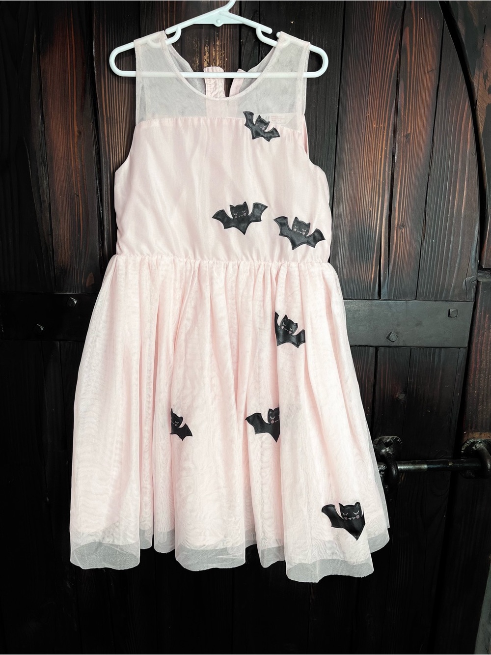 H&M Pale Pink Tulle Dress with Black Bat Appliqués